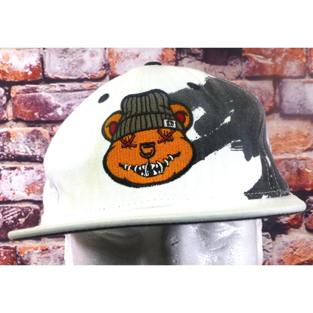 Dope Duffle Snapback Hat White W/ Black Graffiti Adjustable Embroidered Bear Gra